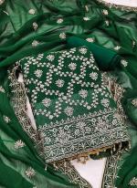 Zomato Silk Green Party Wear Zari Work Dress Material